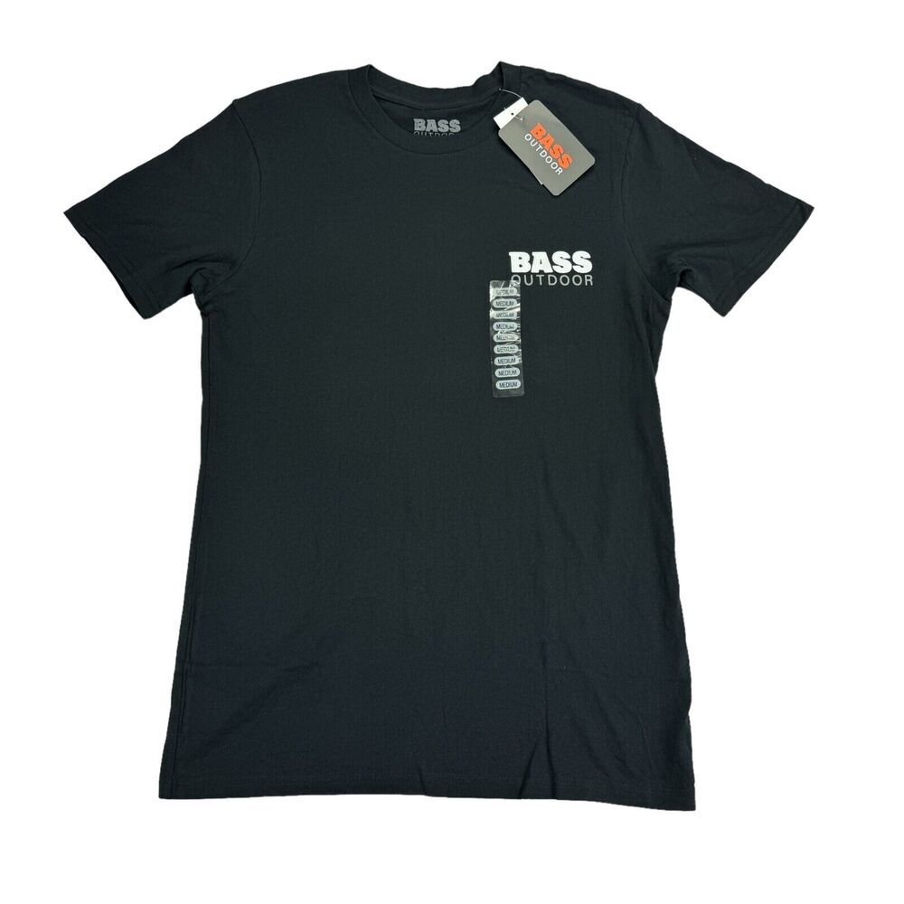 Bass Outdoor Mens No-Nonsense Graphic Logo Short Sleeve T-Shirt Black M - Picture 2 of 4